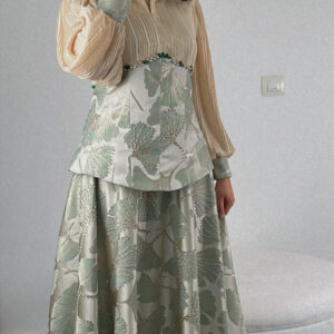 ست شومیز دامن ژاکارد و پلیسه کاردست