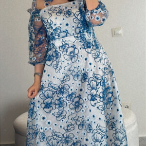 پیراهن توری ابی