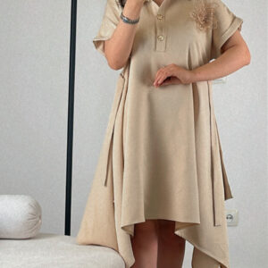 پیراهن برش خاص یقه مردانه کرم