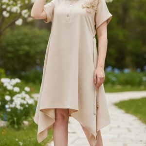 پیراهن برش خاص یقه مردانه کرم